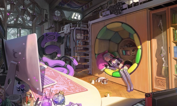 Shion Murasaki sleeping in her cozy room