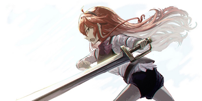 Eris Boreas Greyrat fiercely wielding a sword