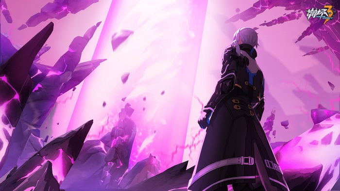 Kevin Kaslana amidst glowing purple crystals