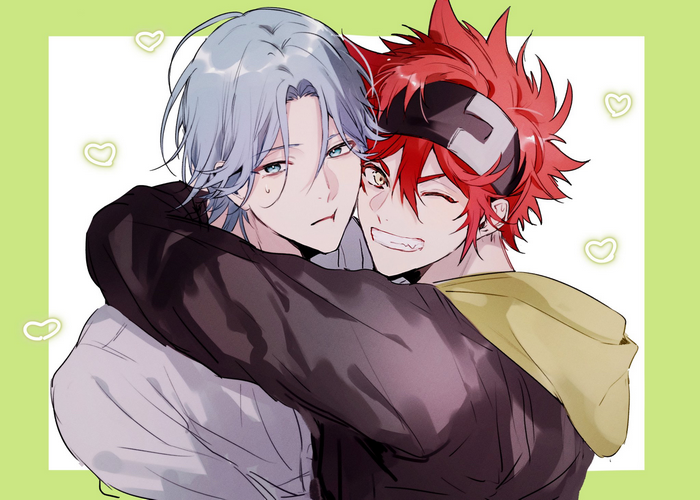 Langa Hasegawa and Reki Kyan hugging