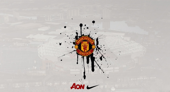 Manchester United Logo Splatter Old Trafford Stadium