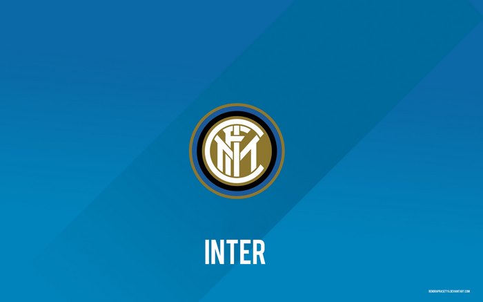 Inter Milan Logo and INTER Text on Blue Background