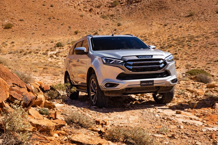 Isuzu MU-X 4x4 LS-T SUV on a rugged off-road trail