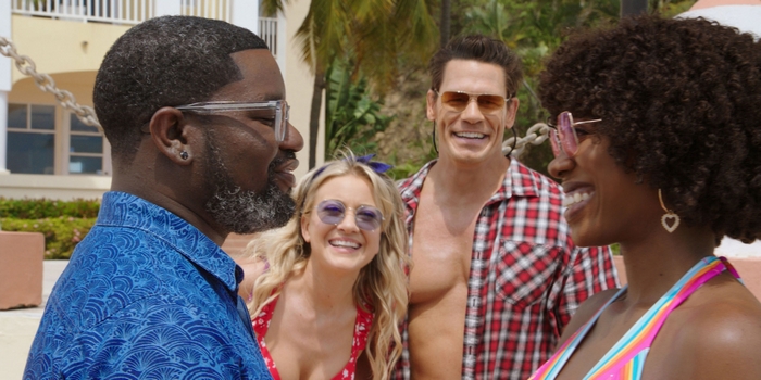 Vacation Friends cast smiling at a resort