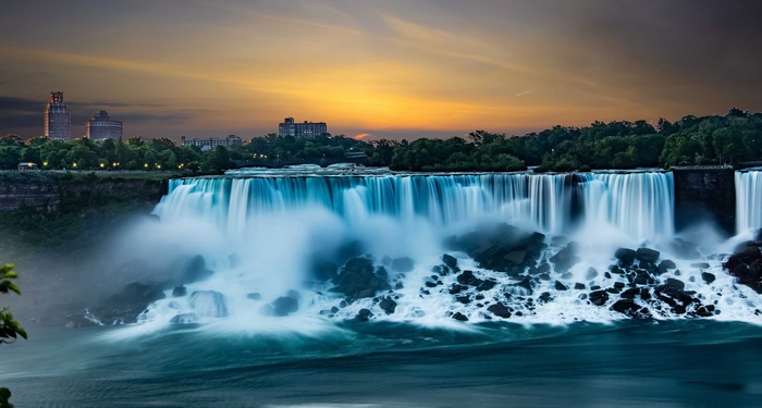 Niagara Falls at Sunset with City View