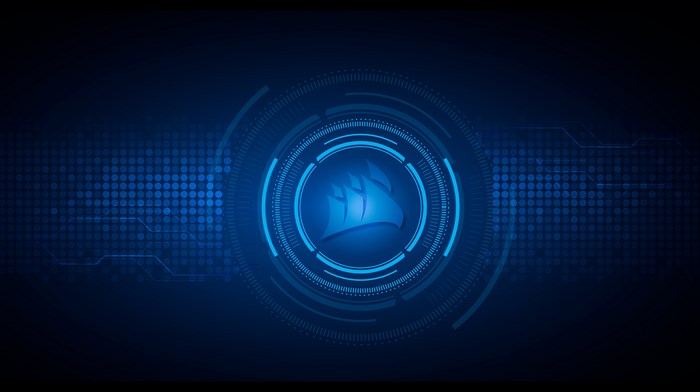 Corsair logo blue digital tech abstract