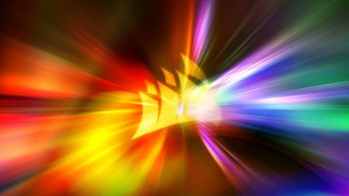 Corsair logo: vibrant light speed abstract art