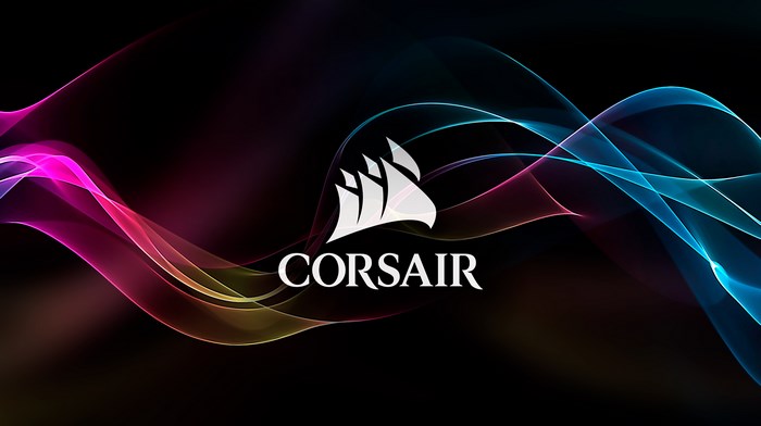 Corsair Logo with Colorful Abstract Waves 4K
