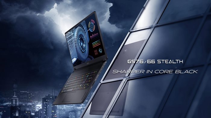 MSI GS76/66 Stealth laptop with 4K screen over city