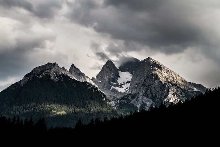 Dramatic clouds over Berchtesgaden National Park mountains