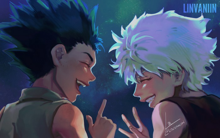 Gon Freecss and Killua Zoldyck Smiling Scene