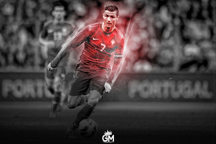 Cristiano Ronaldo Portugal Red Glow Dribble