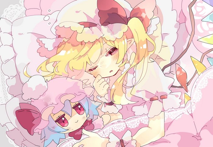 Flandre Scarlet with cute Remilia plushie