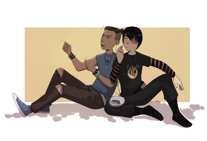 Sokka and Zuko sharing music from Avatar