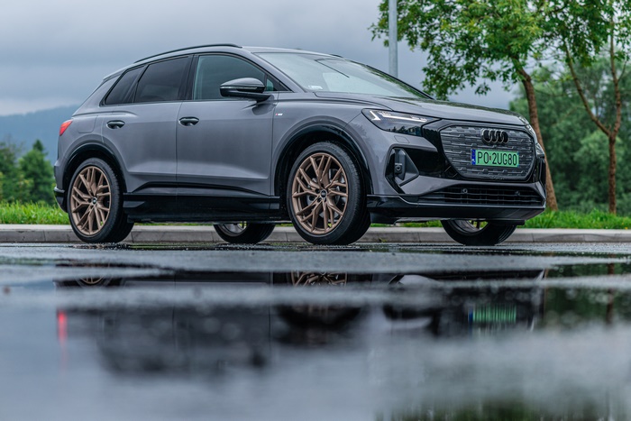 Audi Q4 e-tron SUV with bronze wheels and reflections