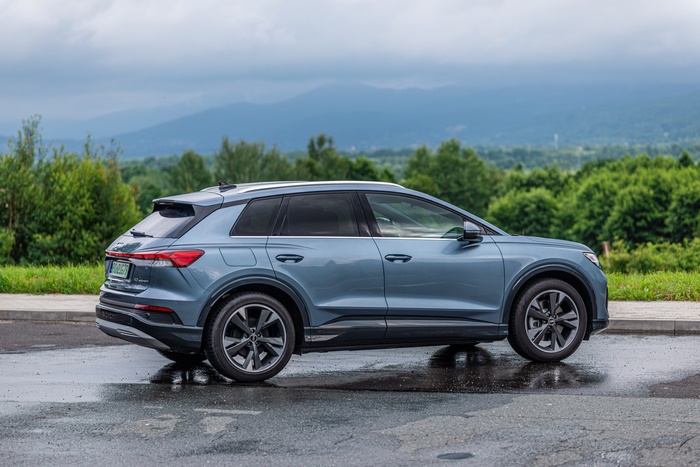 Blue Audi Q4 Electric SUV parked outdoors