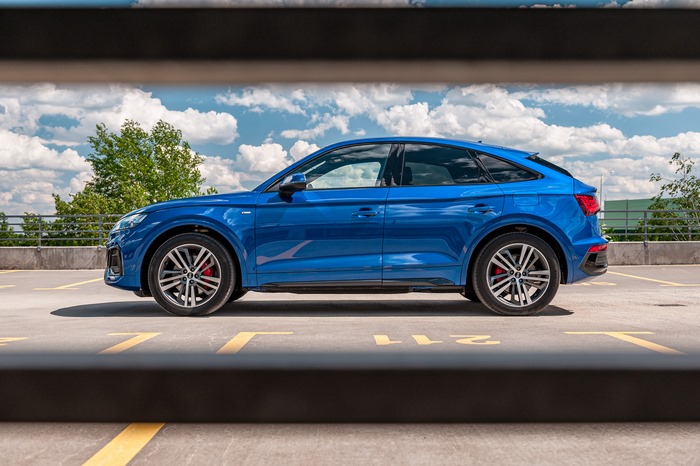 Blue Audi Q5 Sportback SUV side view