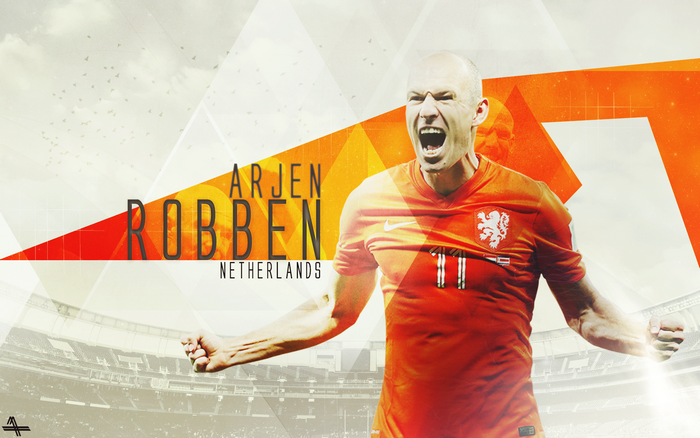Arjen Robben celebrates for Netherlands National Football Team