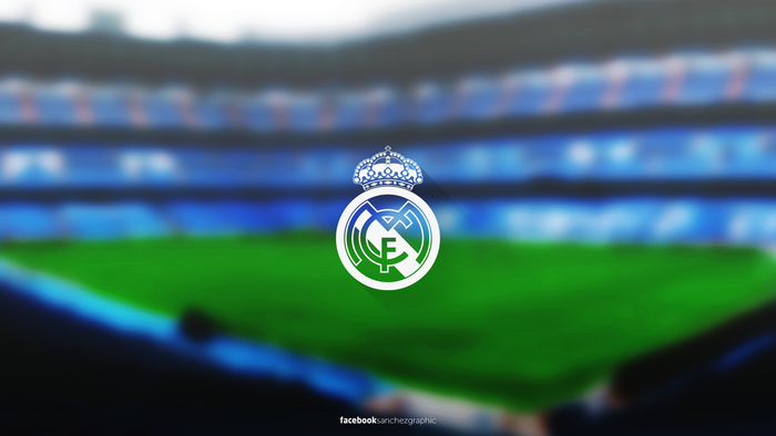 Real Madrid C.F. Emblem on Blurred Soccer Stadium