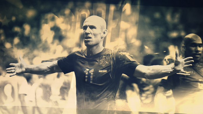 Arjen Robben celebrates goal for Netherlands