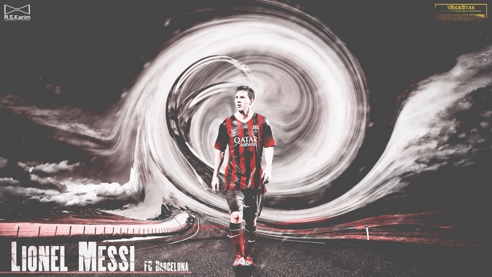 Lionel Messi FC Barcelona Swirl Art