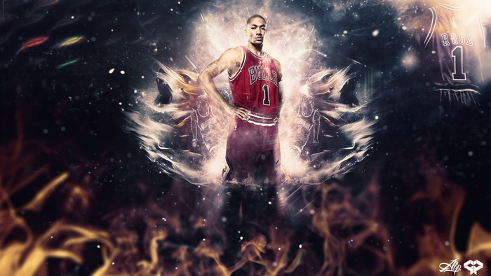 Derrick Rose Chicago Bulls Fiery Power
