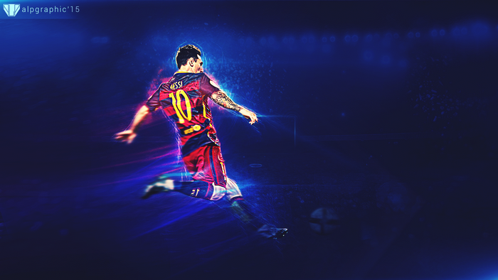 Lionel Messi FC Barcelona Glowing Soccer Action