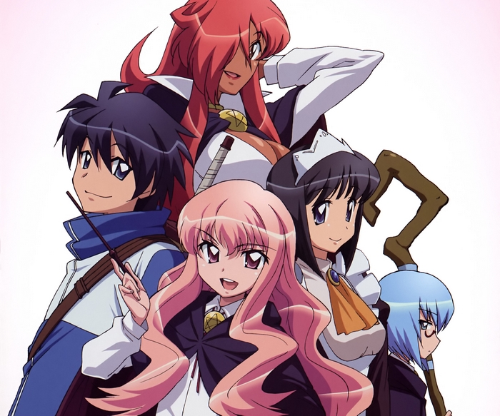 Zero No Tsukaima: Louise, Saito, and friends group