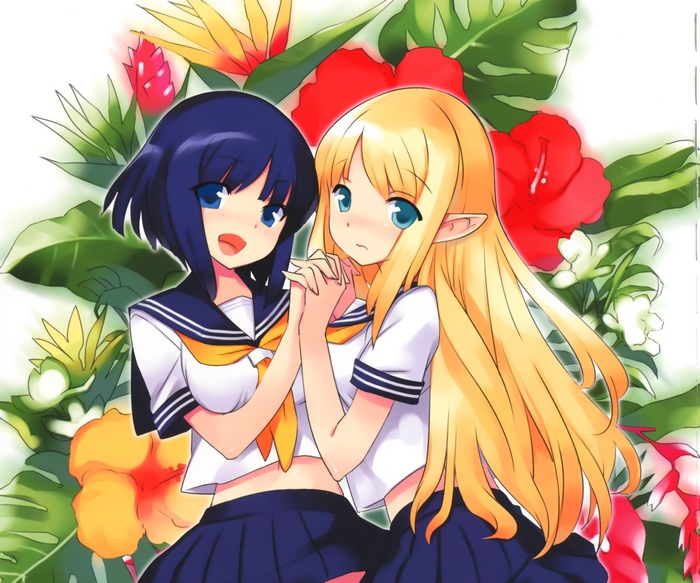 Zero No Tsukaima Tiffania and Siesta holding hands