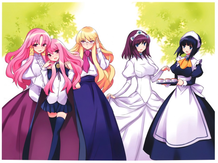 Zero no Tsukaima girls enjoying tea time