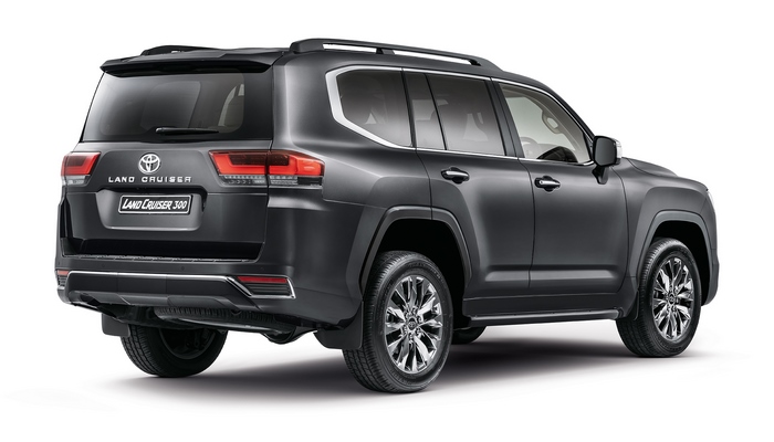 Dark Grey Toyota Land Cruiser 300 SUV Rear View
