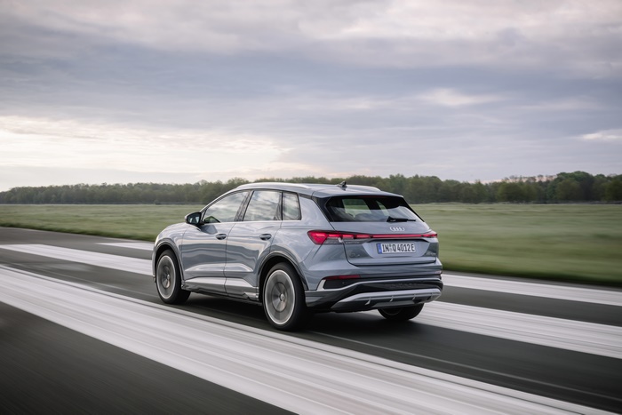 Audi Q4 45 e-tron quattro S line Electric SUV driving