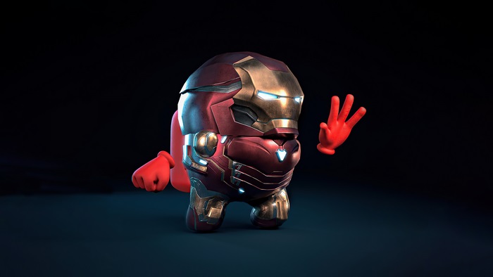 Red Among Us Iron Man character 4K