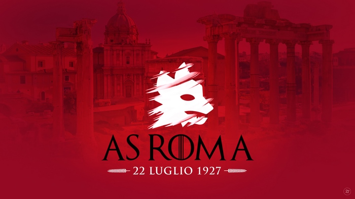 A.S. Roma wolf logo and Roman ruins