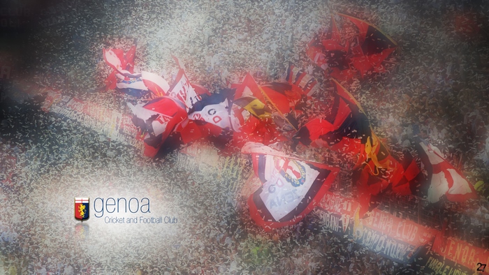 Genoa C.F.C. fans celebrating with flags and confetti