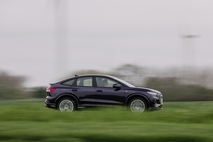 Audi Q4 Sportback e-tron S line electric SUV in motion