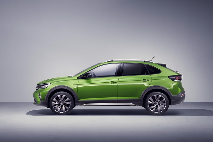 Vibrant green Volkswagen Taigo SUV