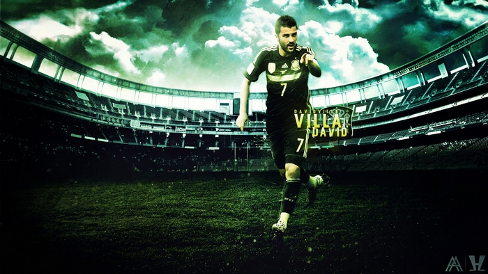 David Villa on the field for Spain National Team