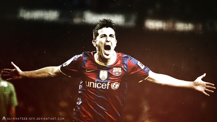David Villa celebrates for FC Barcelona