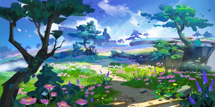 Vibrant Inazuma Genshin Impact Flowery Path