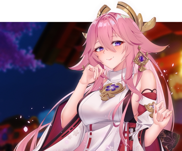 Genshin Impact Yae Miko Guuji smiling