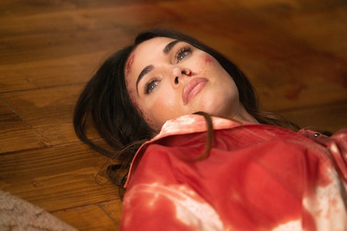 Megan Fox covered in blood on the floor