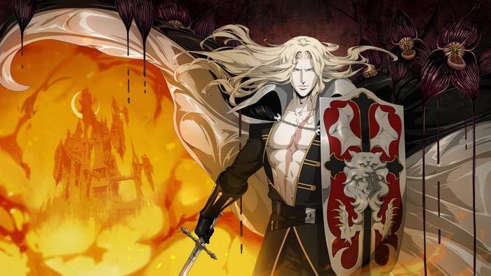 Alucard (Castlevania) with Sword, Shield, and Castle