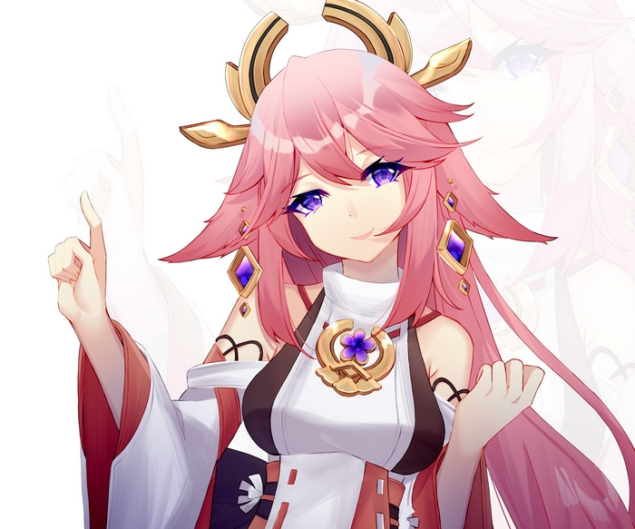 Yae Miko Guuji smiling with finger raised