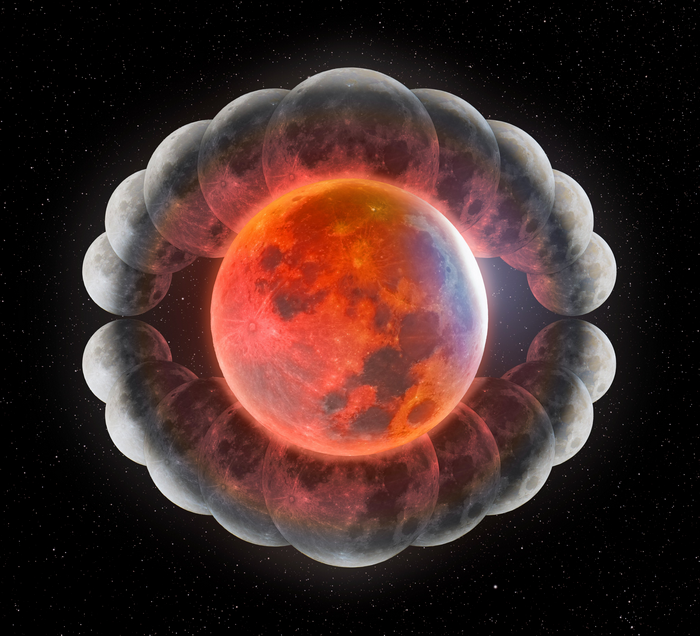 Blood Moon Through the Eye of the Shadow