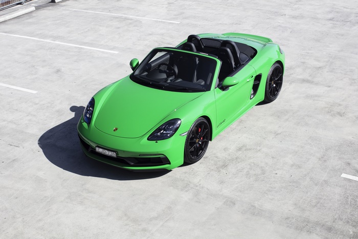 Green Porsche 718 Boxster GTS 4.0 Sport Car