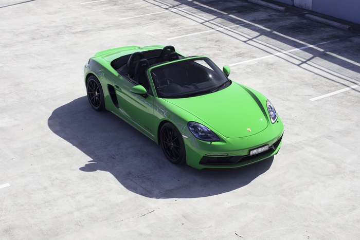 Green Porsche 718 Boxster GTS 4.0 Sport Car