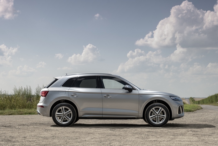 2021 Audi Q4 40 e-tron S line SUV on dirt road