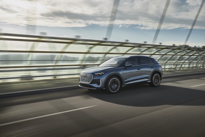 Audi Q4 e-tron S line Electric SUV driving