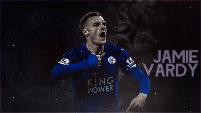 Jamie Vardy celebrating for Leicester City F.C.